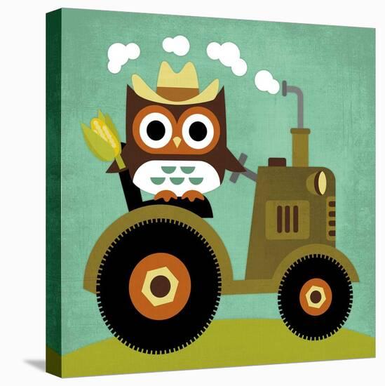 Owl on Tractor-Nancy Lee-Stretched Canvas
