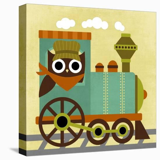 Owl Train Conductor-Nancy Lee-Stretched Canvas