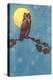 Owl with Full Moon-null-Stretched Canvas