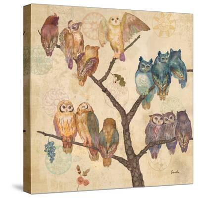 'Owls On Branches' Stretched Canvas Print