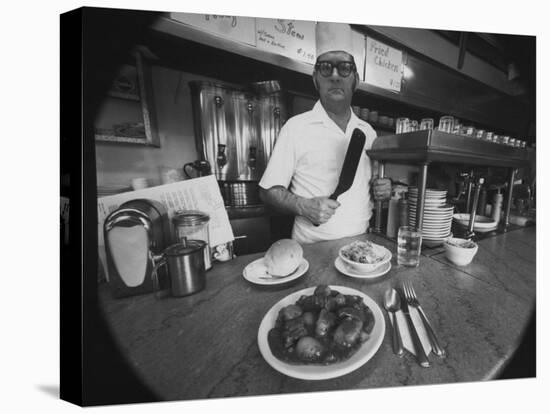 Owner-Chef Lowell Knapp, the Owner of the S&C Diner, Posing for the Camera-Yale Joel-Premier Image Canvas