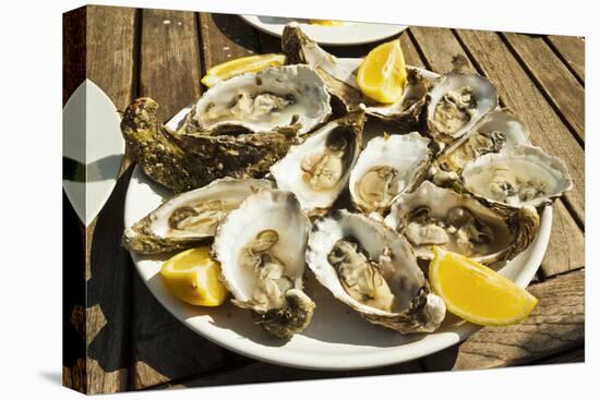 Oysters (huitres) ready to eat, thousands of tons of the shellfish are grown annually here, Ile de -Robert Francis-Premier Image Canvas