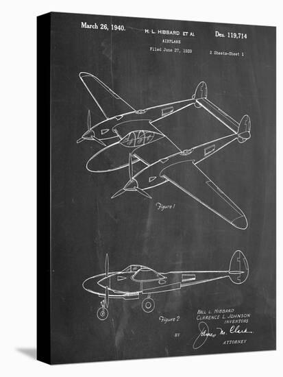 P-38 Airplane Patent--Stretched Canvas