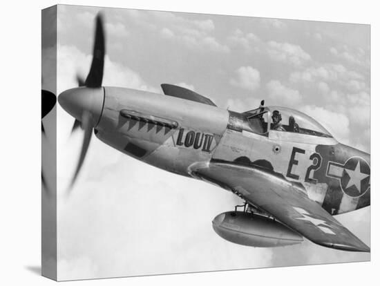 P-51 Mustang Fighter Plane in Flight. it Was a World War 2 Era Long-Range-null-Stretched Canvas