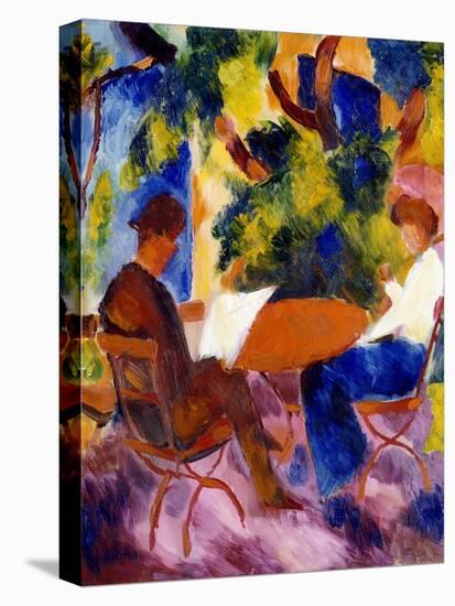 Paar am Gartentisch. Couple at the garden table-August Macke-Premier Image Canvas