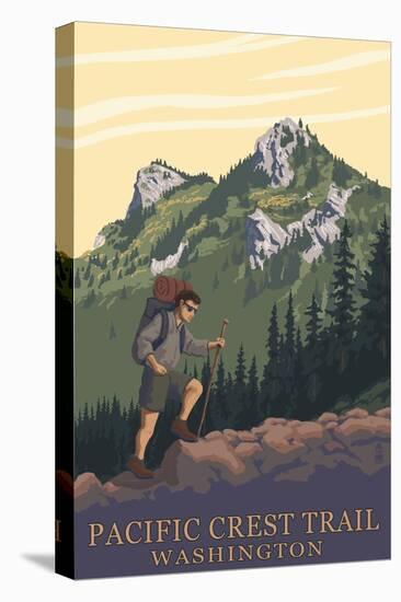 Pacific Crest Trail, Washington - Mountain Hiker-Lantern Press-Stretched Canvas