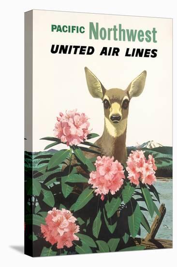 Pacific Northwest - United Air Lines, Vintage Airline Travel Poster, 1960-Stan Galli-Stretched Canvas