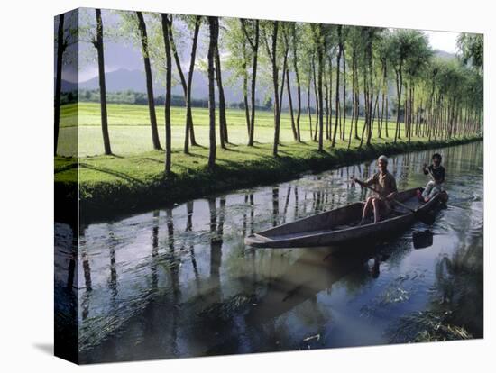 Paddy Fields and Waterway with Local Boat, Kashmir, India-John Henry Claude Wilson-Premier Image Canvas