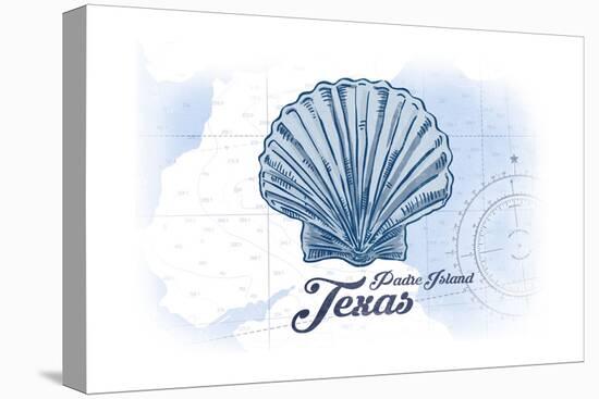 Padre Island, Texas - Scallop Shell - Blue - Coastal Icon-Lantern Press-Stretched Canvas