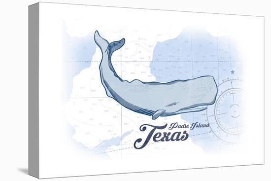 Padre Island, Texas - Whale - Blue - Coastal Icon-Lantern Press-Stretched Canvas