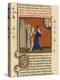 Page from a French Bible History Showing God Telling Abraham What He is to Do-null-Stretched Canvas