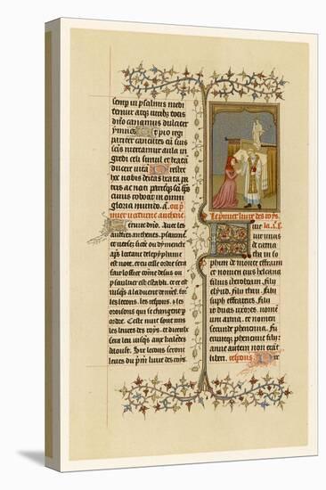 Page from a French Breviary: The Miniature Depicts Hannah Before Eli the High Priest-null-Stretched Canvas