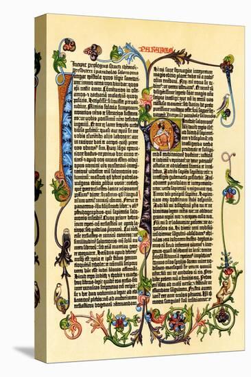 Page of Gutenberg's 42-Line Bible, Printed in the 1450s, Probably the First Use of Movable Type-null-Premier Image Canvas