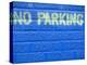 Painted Blue Brick Wall with No Parking Sign-John Nordell-Premier Image Canvas