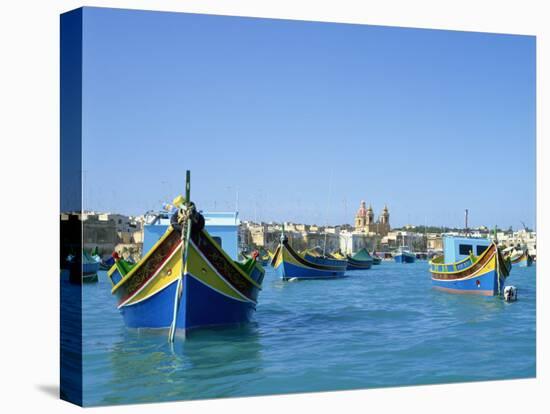 Painted Boats in the Harbour at Marsaxlokk, Malta, Mediterranean, Europe-Nigel Francis-Premier Image Canvas