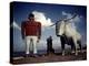 Painted Concrete Sculpture of Paul Bunyon and His Blue Ox, Babe Standing on Shores of Lake Bemidji-Andreas Feininger-Premier Image Canvas