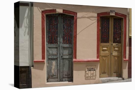 Painted Doorways in La Candelaria (Old Section of the City), Bogota, Colombia-Natalie Tepper-Stretched Canvas