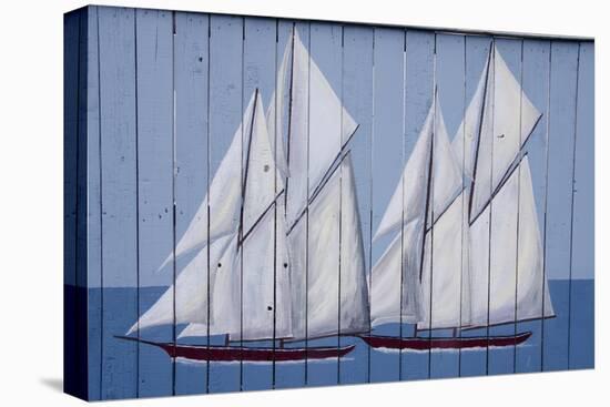 Painted Fence with Boat, H. Lee White Marine Museum, Oswego, New York, USA-Cindy Miller Hopkins-Premier Image Canvas