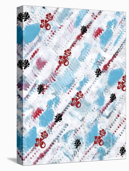 Painted Pattern textures in Blues Reds and black floral-Bee Sturgis-Stretched Canvas