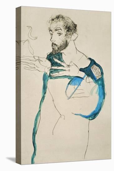 Painter Gustav Klimt in His Blue Painter's Smock, 1913-Egon Schiele-Premier Image Canvas