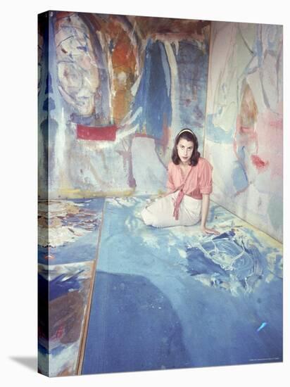 Painter Helen Frankenthaler Sitting Amidst Her Art in Her Studio-Gordon Parks-Premier Image Canvas