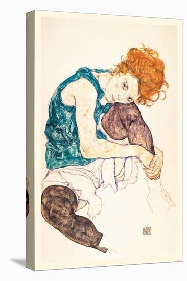Painter's Wife, Seated-Egon Schiele-Stretched Canvas