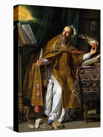 Painting of Saint Augustine of Hippo in his studio.-Vernon Lewis Gallery-Stretched Canvas