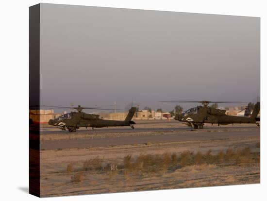 Pair of AH-64 Apache Helicopters Prepare for Takeoff-Stocktrek Images-Premier Image Canvas