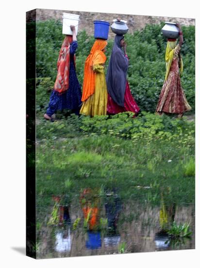 Pakistani Women Walking Home after Collecting Fresh Water on the Outskirts of Islamabad-null-Premier Image Canvas