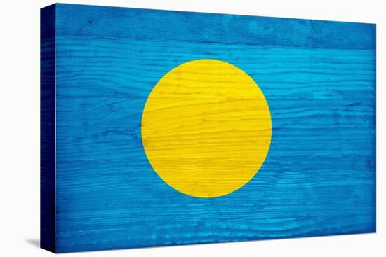 Palau Flag Design with Wood Patterning - Flags of the World Series-Philippe Hugonnard-Stretched Canvas