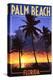 Palm Beach, Florida - Palms and Sunset-Lantern Press-Stretched Canvas