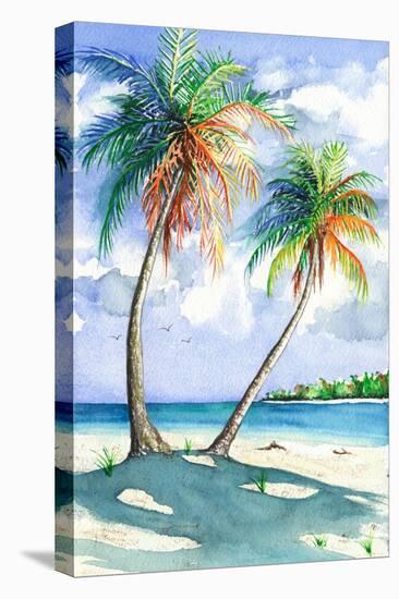 Palm Shadows-Christine Reichow-Stretched Canvas