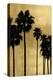 Palm Silhouette on Gold I-Kate Bennett-Stretched Canvas