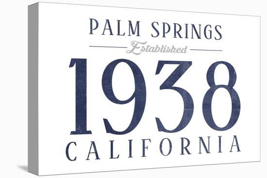 Palm Springs, California - Established Date (Blue)-Lantern Press-Stretched Canvas