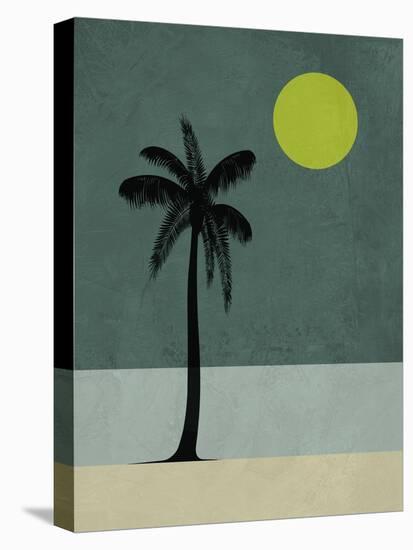 Palm Tree and Yellow Moon-Jasmine Woods-Stretched Canvas