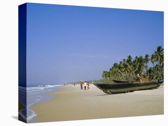 Palm Trees and Fishing Boats, Colva Beach, Goa, India-Jenny Pate-Premier Image Canvas