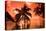 Palm trees at sunset, Moorea, Tahiti, French Polynesia-Panoramic Images-Premier Image Canvas