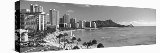 Palm Trees on the Beach, Diamond Head, Waikiki Beach, Oahu, Honolulu, Hawaii, USA-null-Premier Image Canvas