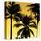 Palms Black on Yellow II-Mia Jensen-Stretched Canvas