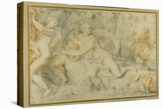 Pan and a Companion Surprise Three Nymphs Bathing-Pietro da Pietri-Premier Image Canvas