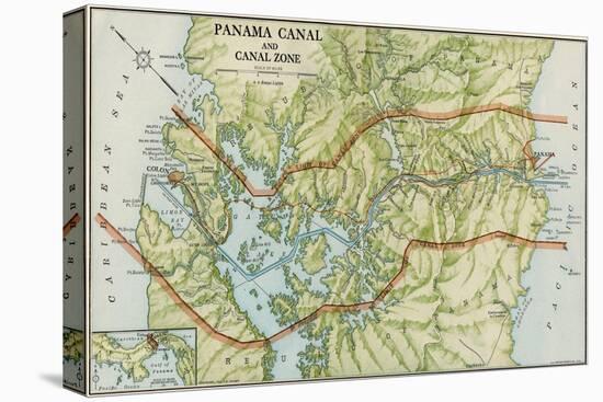 Panama Canal Zone Map, 1913 - north Diagonally Left-null-Premier Image Canvas