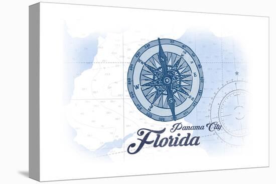 Panama City, Florida - Compass - Blue - Coastal Icon-Lantern Press-Stretched Canvas