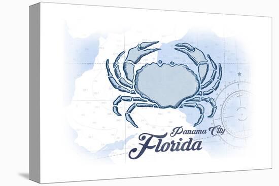 Panama City, Florida - Crab - Blue - Coastal Icon-Lantern Press-Stretched Canvas