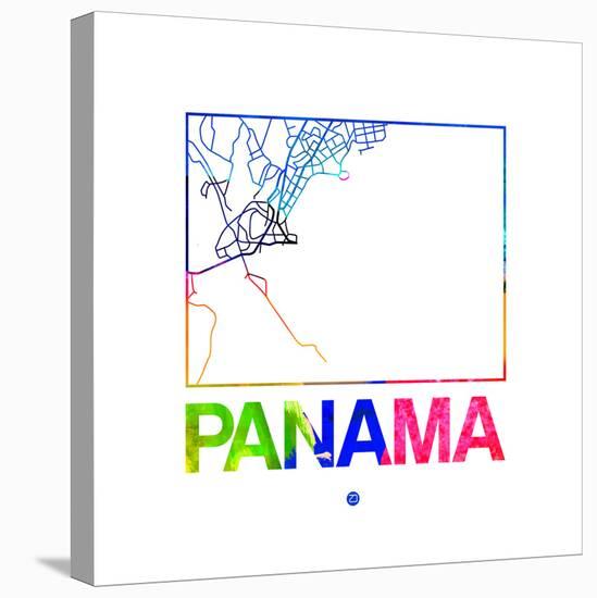 Panama Watercolor Street Map-NaxArt-Stretched Canvas