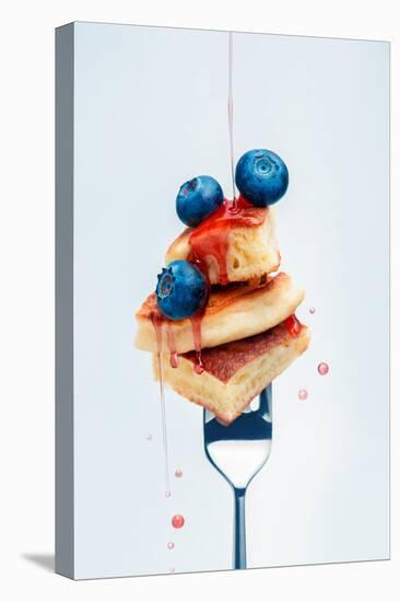 Pancakes with Blueberry and Syrup on Fork-Dina Belenko-Premier Image Canvas