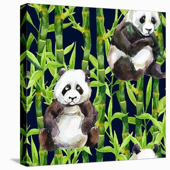Pandas with Bamboo-tanycya-Stretched Canvas