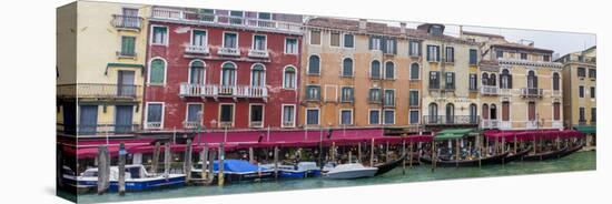 Panorama. Gondolas and Restaurants at Grand Canal. Venice. Italy-Tom Norring-Premier Image Canvas