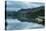 Panorama Landscape Rowing Boats on Lake with Jetty against Mountain Background-Veneratio-Premier Image Canvas