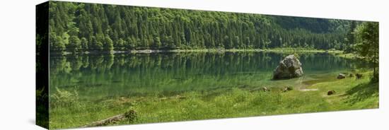 Panorama scenery, Gosausee, mountain lake, spring-David & Micha Sheldon-Stretched Canvas