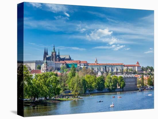 Panorama View of Vltava River and Gradchany (Prague Castle) and St. Vitus Cathedral and Charles Bri-f9photos-Premier Image Canvas